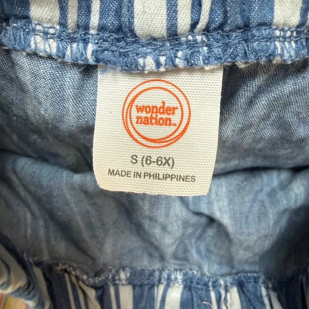 Wonder Nation Girls Boho Cottagecore Tiered Striped Skirt Size 6 6X Coastal‎